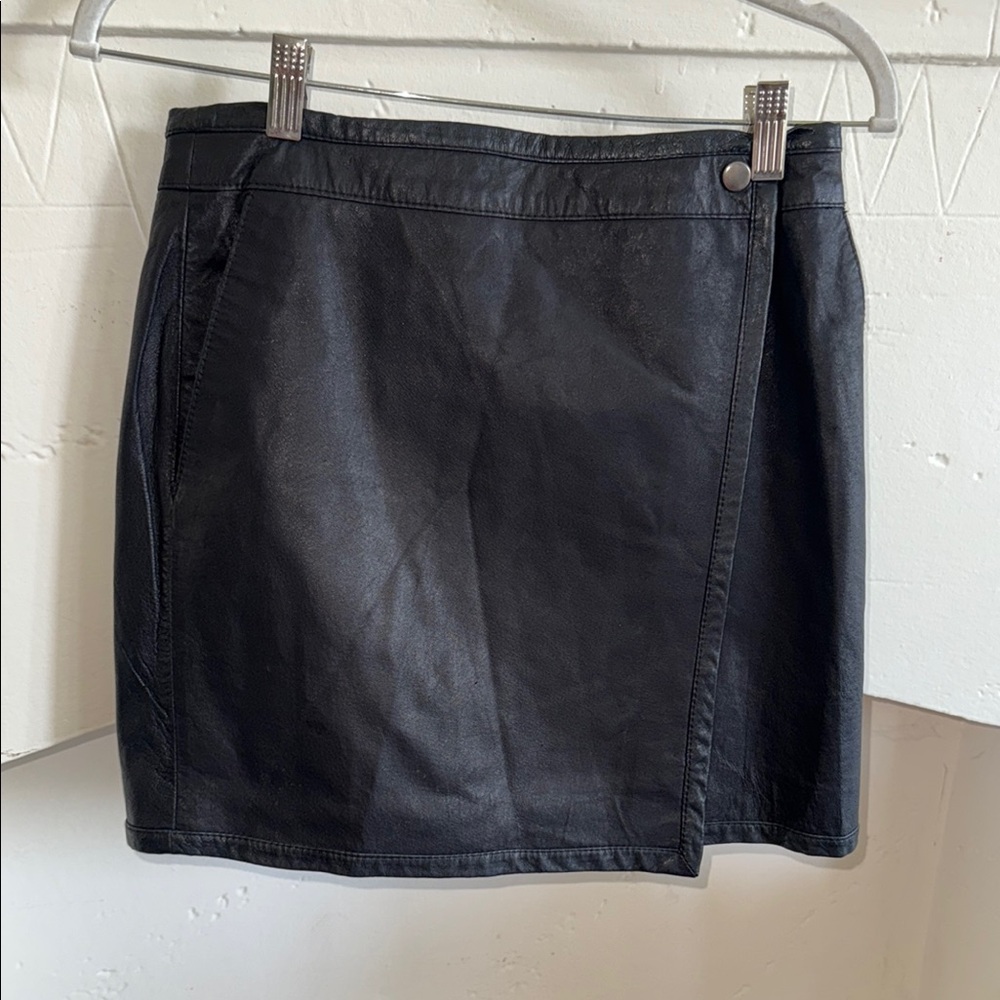 90’s Black Leather Mini Skirt